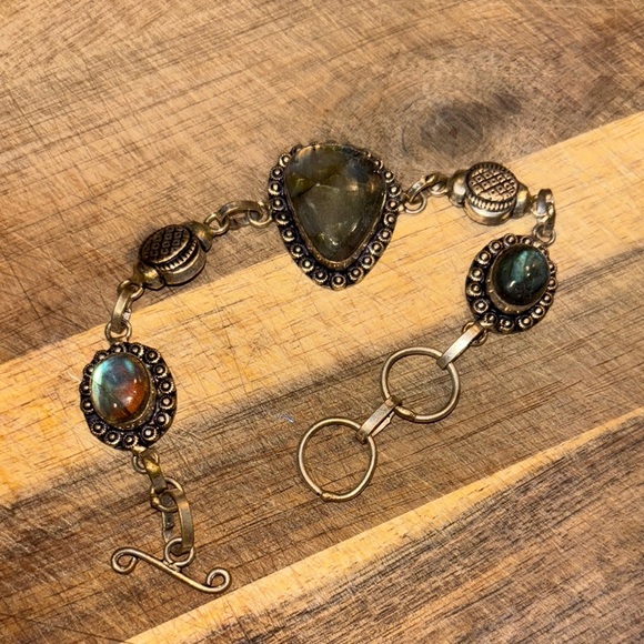 Labradorite Stone Bracelet Sterling Silver - Picture 1 of 3